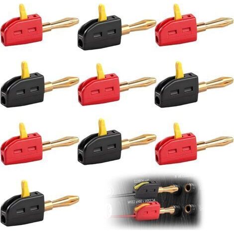 BARKBUSTERS Lot de 10 fiches bananes 4 mm - 32 A - Pour haut-parleurs, courant élevé - Connecteur rapide - Plaqué or - Rouge et noir (1/5)
