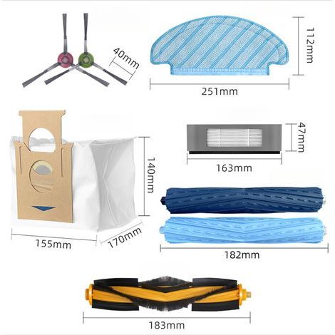 Suitable for Ecovacs robot vacuum cleaner accessories, including T8/T9 AIVI main brush/side brush/dust bag/filter replacement parts.
