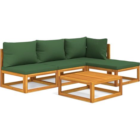 Maison Exclusive - Set Salotto da Giardino 5pz con Cuscini Verdi Legno Massello