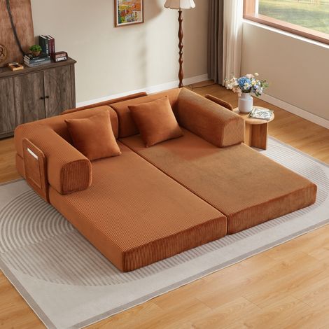 Canapé convertible tatami avec structure en acier chromé et mousse haute densité (1/5)