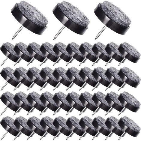 FOREHILL  50 Pcs Patin Chaise a Clouer 24mm Tampon Chaise en Feutre pour Protéger Pieds des Meubles Noir (1/5)
