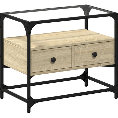 Mobile TV multimediale Scaffale TV Credenza TV Sala da pranzo Soggiorno Camera da letto con piano in vetro Rovere Sonoma Multistrato Marrone 020026422