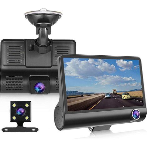 Dashcam Automobile - Enregistreur Vidéo 3 Lentilles 1080P - Écran LCD 4 Pouces - Capteur G - Enregistrement Boucle - Mode Nuit - Pour Voiture (1/5)