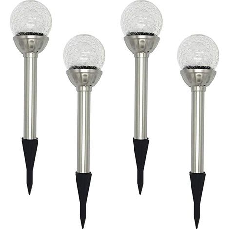Jardin Lampe Solaire Extérieur, Pack de 4 Lampes à Piquet Solaire à Globe LED RGB 8, Lampe à Boule de Verre Craquelée à Couleur Changeante, Temps de Travail de 6 à 10 Heures- (1/5)