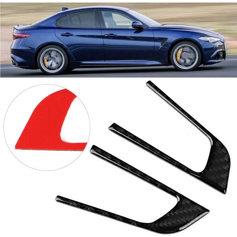 2 Stück Zierleisten aus Kohlefaser für das Lenkrad, kompatibel mit Alfa Romeo Giulia 2017-2019 (1/5)