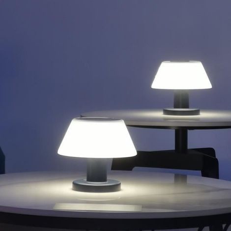 1 Lampe de table solaire, design champignon, batterie 2200mAh, LED 4000K, IP65, pour jardin et intérieur (1/4)