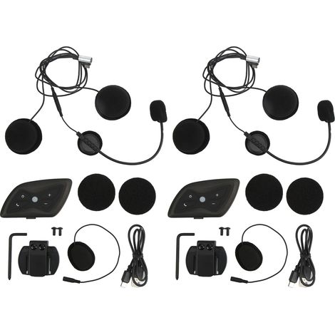 Casque Bluetooth Moto Intercom IP65 Étanche Kit Oreillette Moto Système Audio TTS pour Pilote Cycliste (1/5)