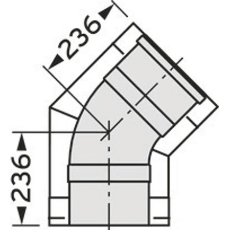 Vaillant Curva 45 gradi DN 300/200 acciaio inox per sistema di scarico facciata DN 200, 0020095548