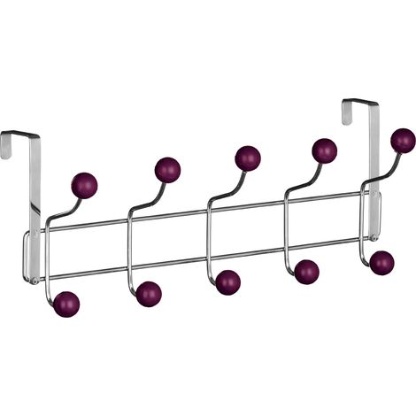 Premier Housewares 0509733 Appendiabiti da Porta, Cromato, 10 Ganci, Palle di Plastica, Viola (1/5)