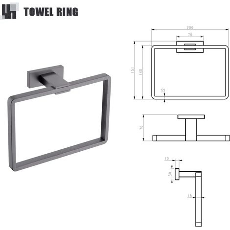 (Anneau porte-serviettes B) Porte-serviettes/porte-papier toilette/porte-brosse WC/porte-peignoir en acier inoxydable gris (1/5)