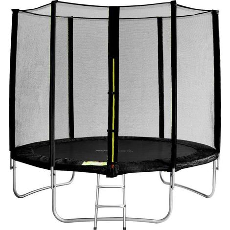 Trampoline de jardin noir avec echelle MyJump 2,45 M