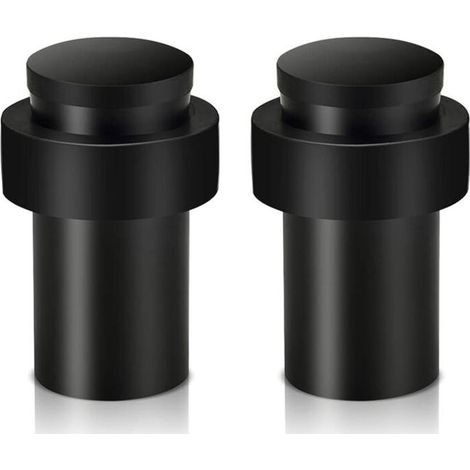 CSPARKV Lot de 2 butées de porte robustes en acier inoxydable pour plinthes, butées de porte modernes en caoutchouc noir avec amortisseur sonore (1/5)