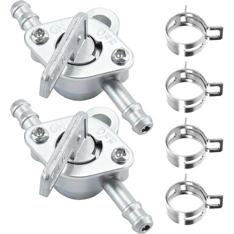 Lot de 2 interrupteurs de robinet de carburant - 6 mm - Robinet d'arrêt en ligne - Robinet d'arrêt - Pompe à essence universelle pour 50 70 90 110 125 140 150 cc Quad Moto ATV (1/5)