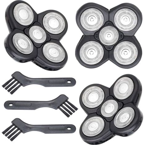 Lames rechange Head 3pcs + 5 têtes rasoir homme chauve - 3 brosses incluses - Pour rasoirs électriques - Tranchage précis - Hommes et barbiers (1/4)