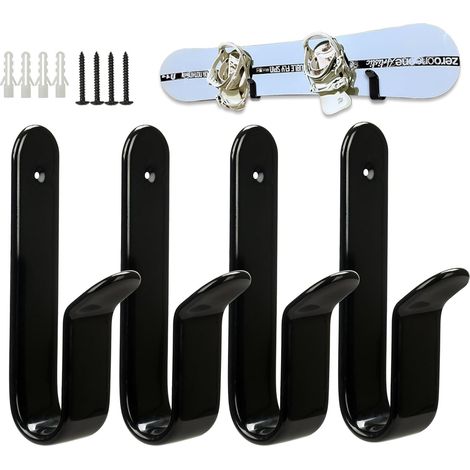 Porte Ski Mural 4 Pièces Support Ski mural Rangement à Skis Support Horizontal pour Snowboard Skiboard Skateboard Longboard pour Chambre, Garage (1/5)