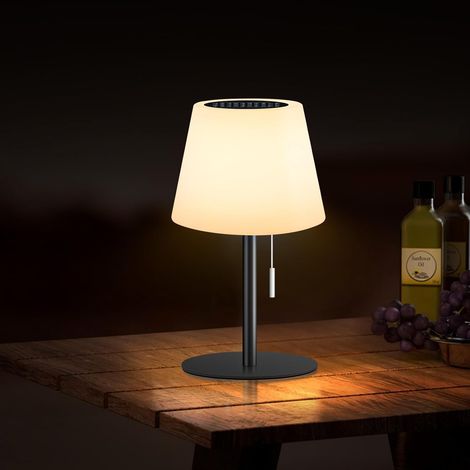 Lampe de table solaire d'extérieur lampe de table LED sans fil à intensité variable blanc chaud et RVB lampe de table avec capteur de lumière, lampes solaires pour intérieur/extérieur terrasse. (1/5)