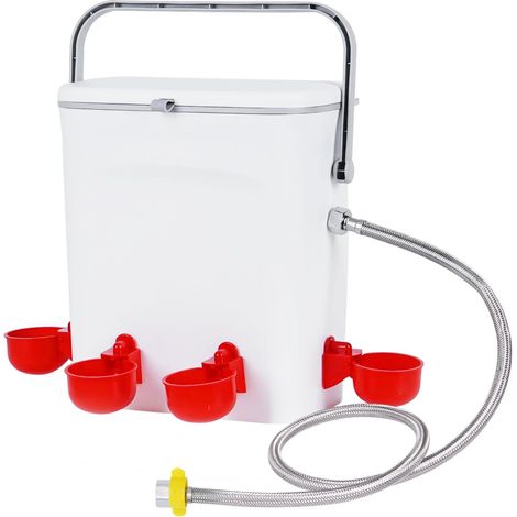 1 Abreuvoir Automatique, 9L Capacité, 4 Tasses, Tuyau Acier, Pour Poules Canards Oies (1/5)