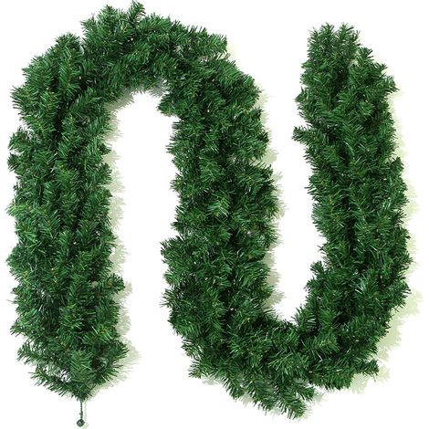 Couronne de noël en rotin vert, 2.7m, PVC, ignifuge, décoration d'arbre de noël, couronne de noël(280 têtes) (1/5)