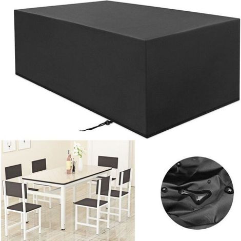 Housse imperméable pour mobilier de jardin (table et chaises) – Oxford noir (1/5)
