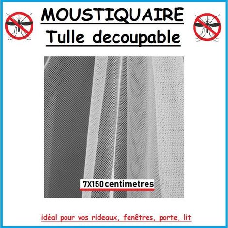 Moustiquaire - Marquisette - 7 Mètres - Tulle Écru - Fixation auto agrippante - Ajustable (1/3)