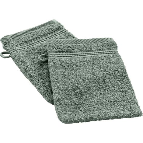 Lot de 2 gants de toilette 15 x 21 cm Tendresse vert cèdre