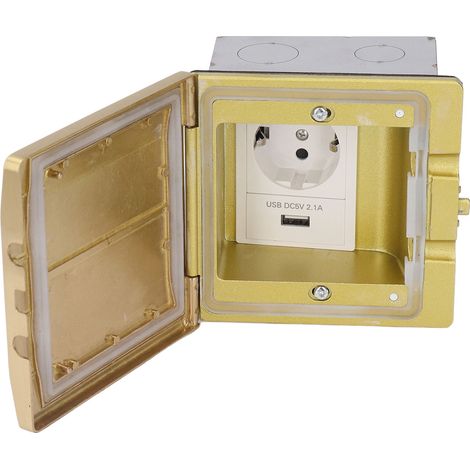 Prise de sol encastrable avec USB, étanche et anti-poussière, prise escamotable norme UE 250V, installation intégrée pour intérieur/extérieur. (1/5)