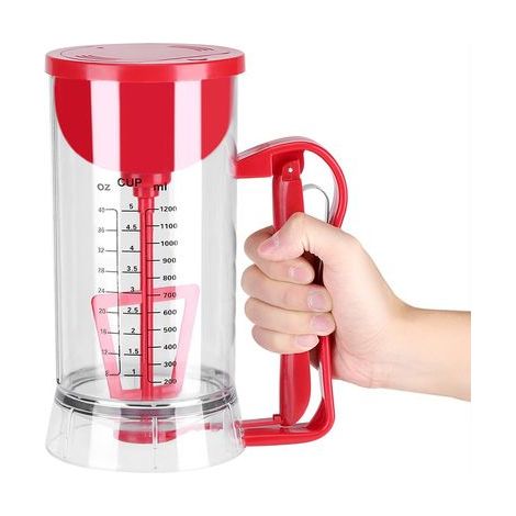 Distributeur de pâte, 1200 ml, électrique sans fil, pour crêpes et pâtisseries - Machine à pâte à crêpes, cupcakes et gaufres avec couvercle et bol (1/5)