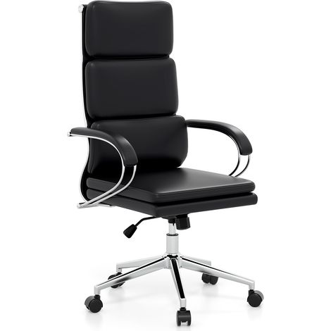 COSTWAY Ergonomic Leather Office Chair Executive Chair w/Adjustable Height-Black (1/5)
