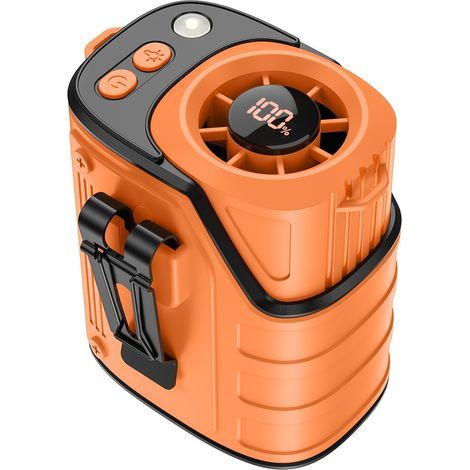 Ventilateur de Taille Rechargeable 100 Vitesses, Ventilateur Portable pour Travail Extérieur(Orange) (1/5)