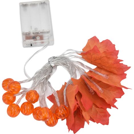 Guirlande lumineuse en forme de feuille d'érable avec deux modes d'éclairage (fixe et clignotant) pour décorations de fêtes intérieures et extérieures (3 m / 9,8 pi / 20 DEL) (1/5)