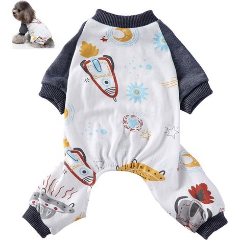1 pièce Combinaison pour animaux de compagnie, motif vaisseau spatial, polyester, pour chiens et chats, taille S à XL (1/5)