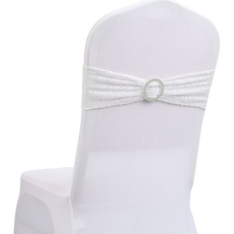 Housse De Chaise - Bande Élastique En Spandex Avec Paillettes - Pour Décoration De Mariage Et Réception - 20 Pièces (1/5)