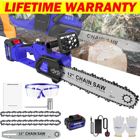 12inch Cordless Handheld Chainsaw Cut Branch Wood Cutting Garden Tree Logging Trimming (1/5)
