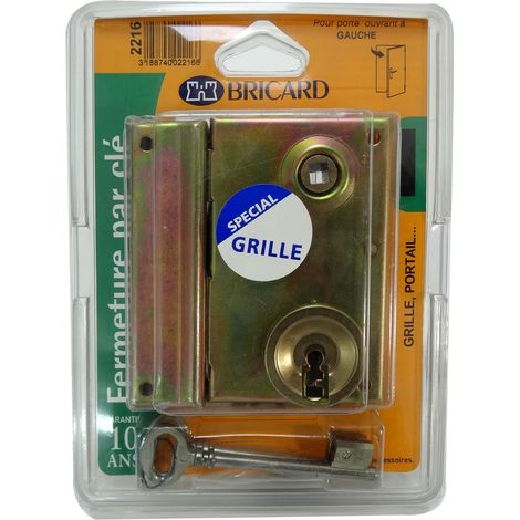 Bricard – Serrure en applique verticale à fouillot – Ouverture à clé gauche – Axe 40 mm – Acier époxy – Pour grilles et portails