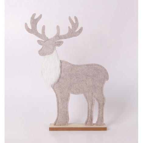 Dekoaufsteller Rentier Holz 50 x 34 cm grau natur Weihnachtscharaktere