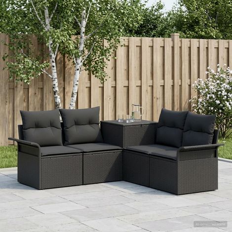 vidaXL Set di divani 5 pz Nero Rattan sintetico e Acciaio (1/5)