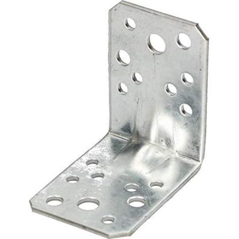 KOTARBAU Connecteur d'angle 65x65x45 mm avec nervure, équerre perforée renforcée, équerre de fixation, assemblage bois, connecteur d'angle en acier galvanisé, argent, top qualité (1/5)