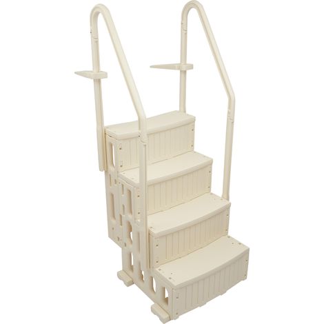 Échelle de Piscine 4 Marches Antidérapantes HDPE Escalier de Piscine avec Mains Courantes Réglable en hauteur Adaptée aux Piscines Hors Sol et Creusées (1/5)
