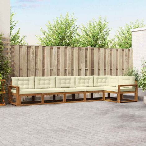 Outdoor-Sofagarnitur mit Kissen 6 pcs Natur und Creme