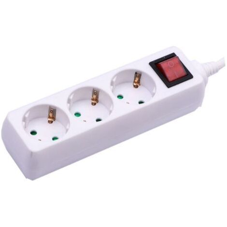 Adaptateurs & Prises - 3 voies - Interrupteur - Prise d'extension - IP20 - Blanc - 2m Wire (1/5)