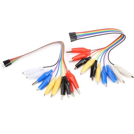 Câble de test crocodile 20 broches mâle-femelle pour breadboard, 20 cm