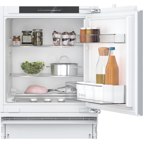 Bosch Serie 4 KUR21VFE0 Frigorifero Sottopiano da incasso 82 x 59,8 cm Classe E. Capacità netta frigorifero: 134 L, Classe climatica: SN-T, Emissione acustica: 35 dB. Numero di ripiani frigorifero:...