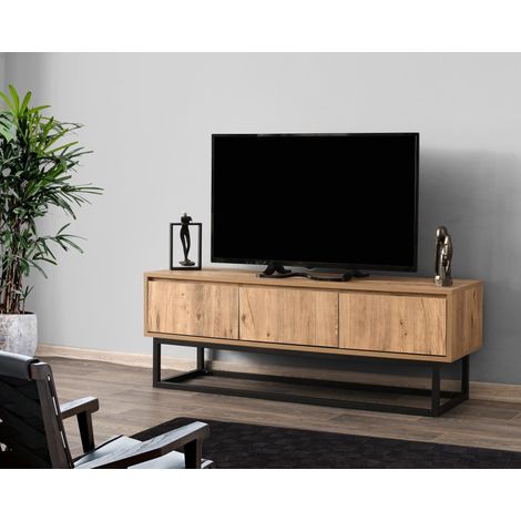 TV-Möbel Tilsim Schwarzkiefernholz Melamin 140x50x40 cm