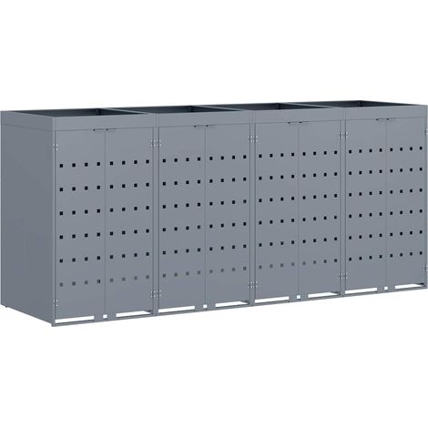 Wagenmüllbehälter für 4 Behälter Hellgrau 272 x 77,5 x 121,5 cm vidaXL