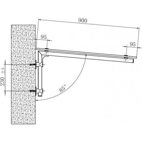 Glaswerk Westfalen - (L) 150x90 cm Grauglas Glasvordach inkl. Halter RAL7016 (1/4)