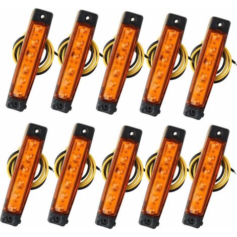 10pcs 12V feux de position latéraux 6SMD LED Lampe avant feux de position arrière pour remorque camion caravane camper van camion bus bateau tracteur moteur ambre orange (1/5)
