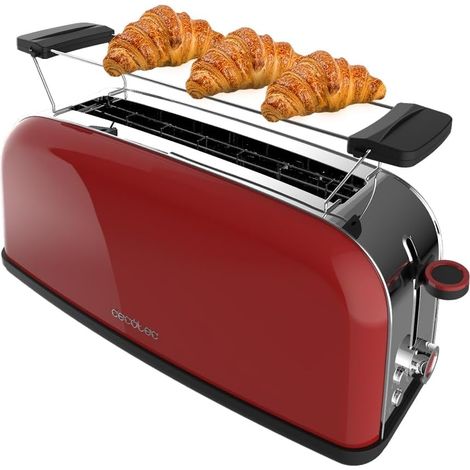 Cecotec Tostadora Vertical 1 Ranura Larga Toastin' time 850 Red Long. 850 W, 2 Rebanadas de Pan, Ranura Ancha 3,8 cm (1/4)