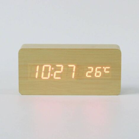 Horloge en bois tendance, horloge électronique, affichage LED de la date et de la température, réveil électronique, horloge de décoration intérieure Wang Lan (1/3)