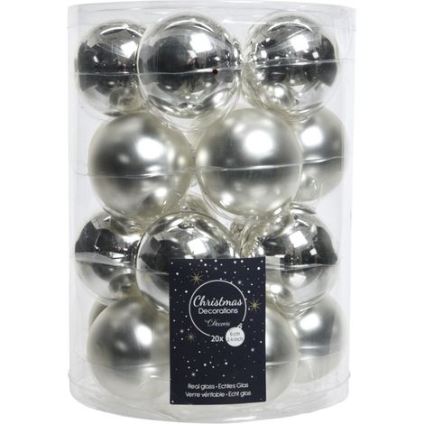 kaemingk KEAMINGK - Box sfere in vetro argento 6cm Cod. 140220