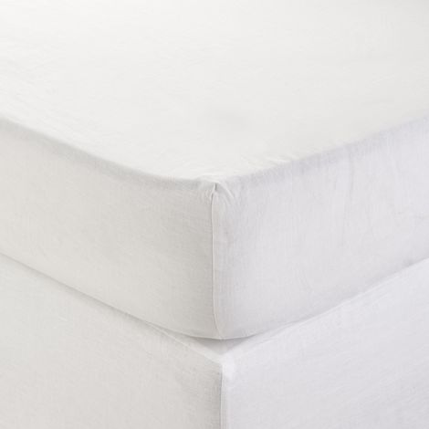 Drap Housse en Lin lavé légèrement froissé CARLINA (1/3)